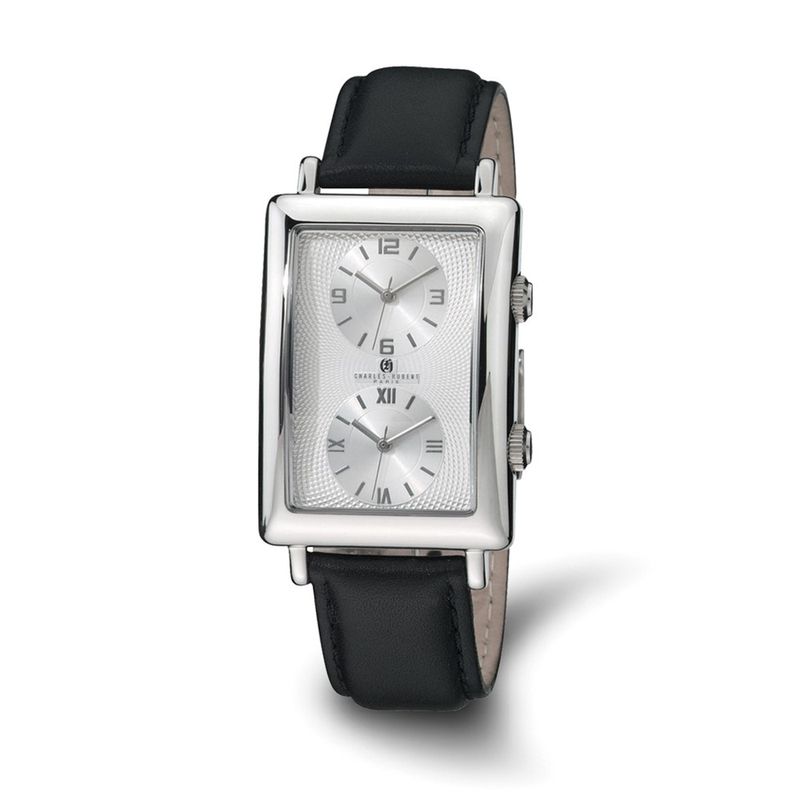 Charles Hubert Mens Dual Time SilverTone 33x53mm Dial Watch